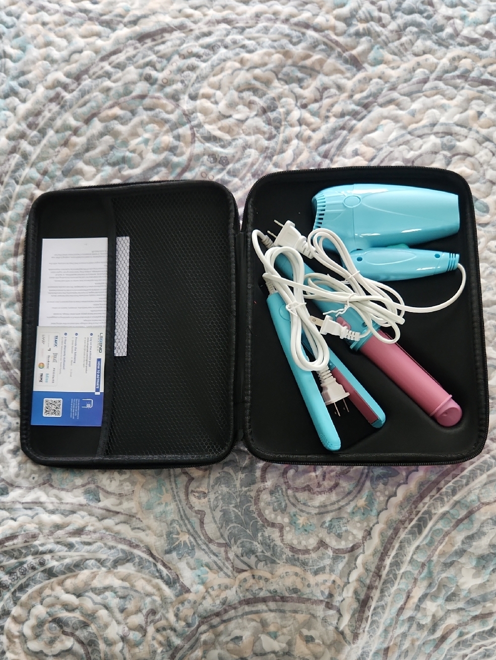 Bliss Mini Travel Kit Bag in Pink and Teal Polka Dot - Picture 6 of 7